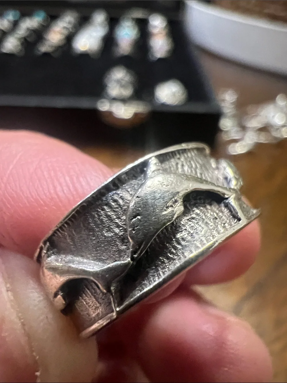 Sterling Silver Dolphin Band Ring - Silver Size 6.5
